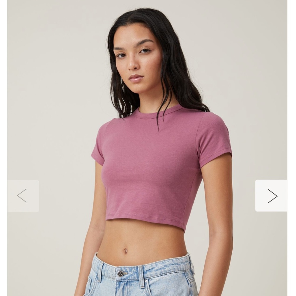 2 Cotton On Micro Baby Crop Tees Size S in both colors Brown & University Brown